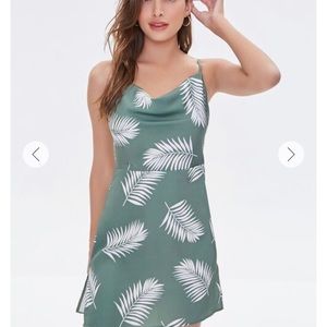 Olive and cream tropical summer dress